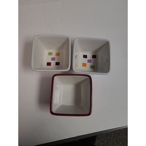 Pampered Chef Simple Additions Tiles Small Ceramic Square Bowl Set of 3 - Picture 2 of 7